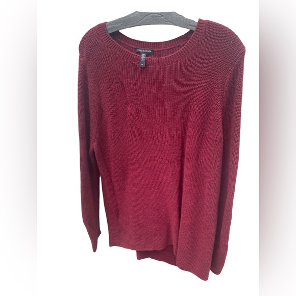 Eileen Fisher Sweaters - Eileen Fisher Burgundy Knit Crew Neck Long Sleeve Sweater
